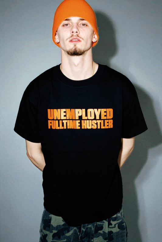 UNEMPLOYED T-SHIRT BLACK ORANGE